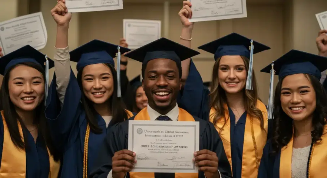 Diverse students celebrating successful 2026 merit scholarship awards