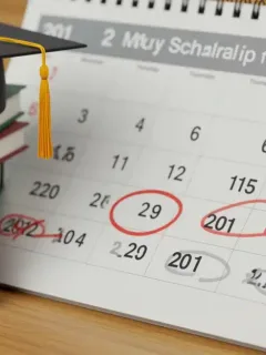 Calendar highlighting 2026 merit scholarship deadlines amidst academic symbols