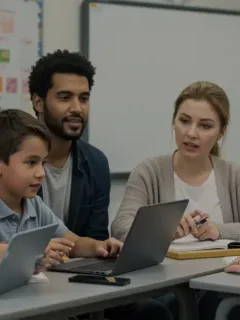Parents and children learning about K-12 curriculum changes