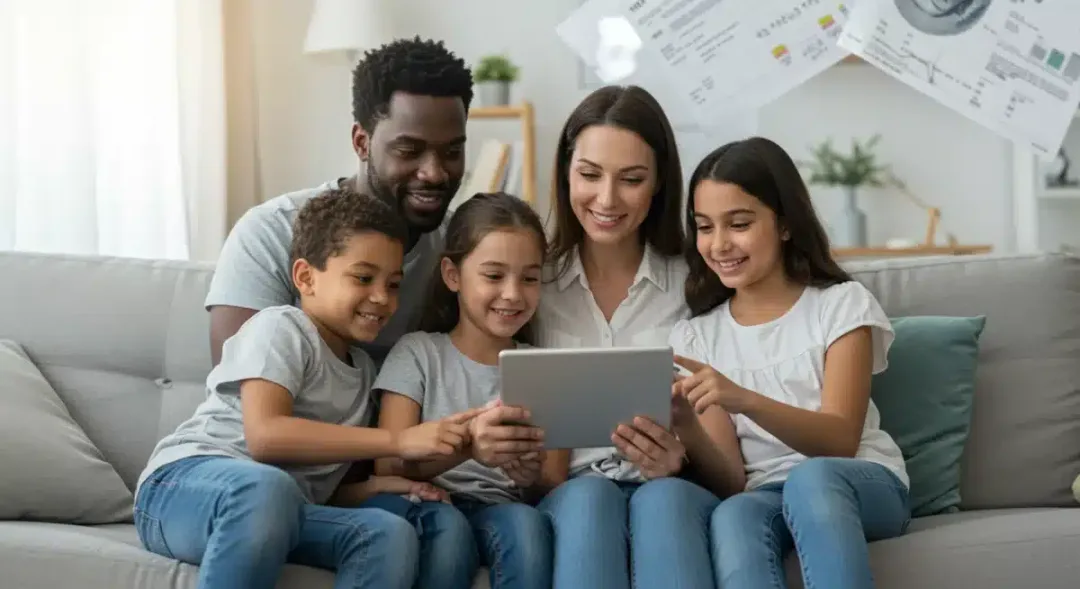Family reviewing financial documents, illustrating Child Tax Credit 2026 planning