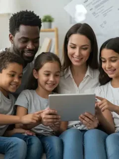 Family reviewing financial documents, illustrating Child Tax Credit 2026 planning