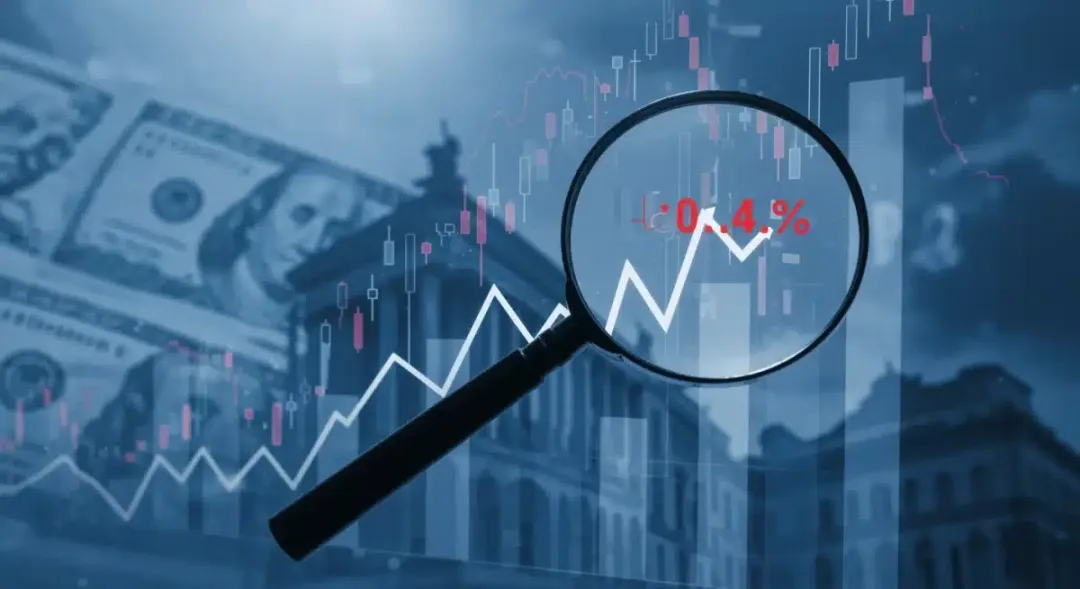 Financial chart showing a 0.4% inflation increase in February 2026, federal report confirmed