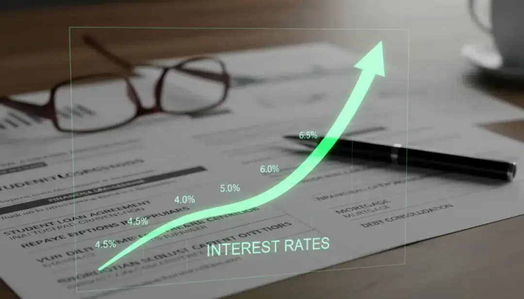 Graph showing rising interest rates for federal student loans