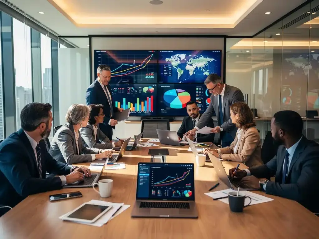 Professionals collaborating in a modern office, symbolizing key sector growth