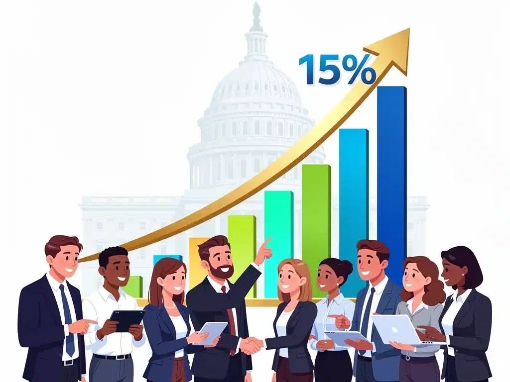 Upward trending graph representing 15% US job growth in December 2025