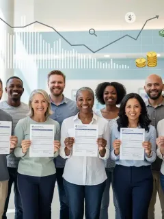 Diverse individuals celebrating reduced healthcare premiums under ACA 2026 subsidies.
