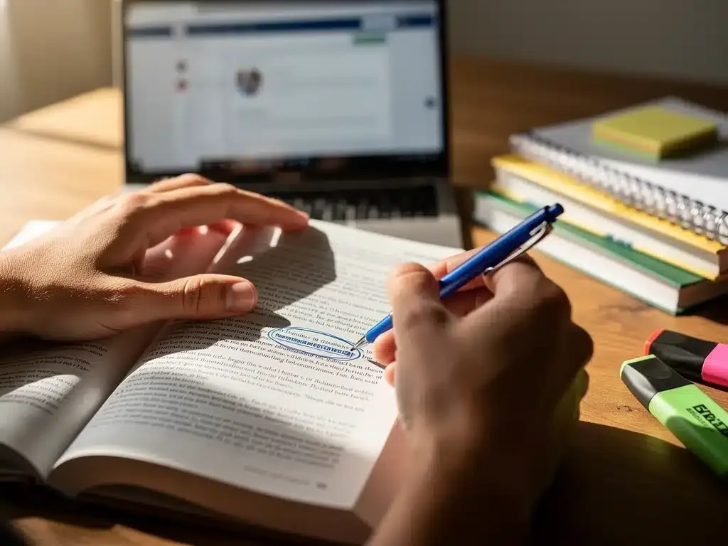 Hands holding a textbook, highlighting individual learning in literacy.
