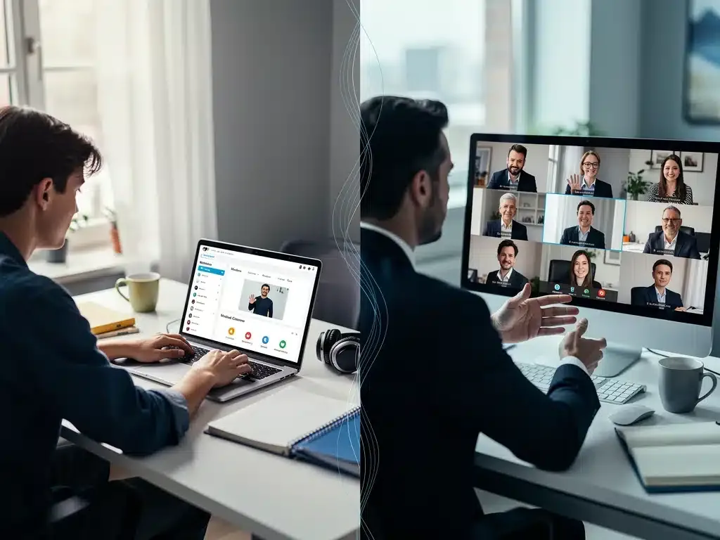 Online learning interface connecting to professional career opportunities