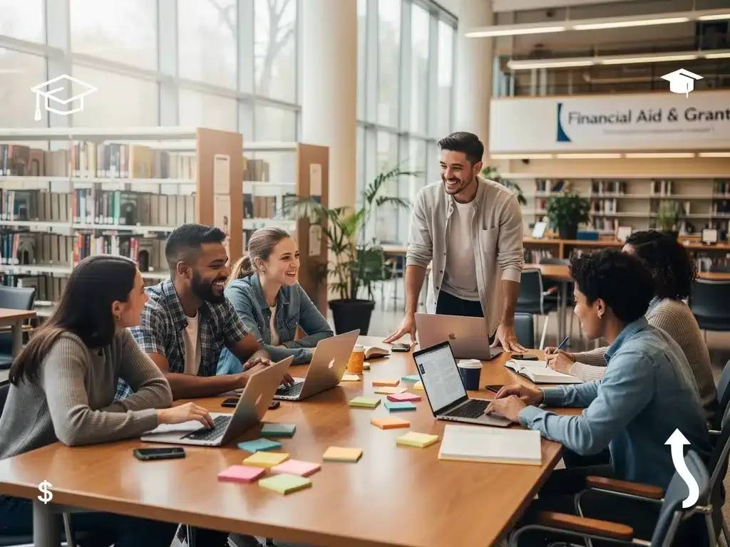 College students studying in a library, symbolizing educational access through Pell Grants.