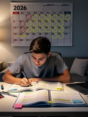 Student preparing for the updated GED test structure in 2026 with study materials.