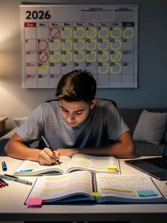 Student preparing for the updated GED test structure in 2026 with study materials.