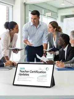 Teachers discussing 2026 teacher certification changes and new requirements