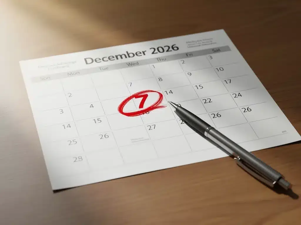 Calendar marking December 7th deadline for Medicare Advantage enrollment