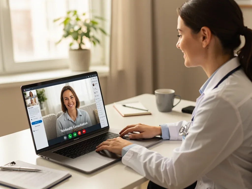 Doctor providing virtual consultation via telehealth platform