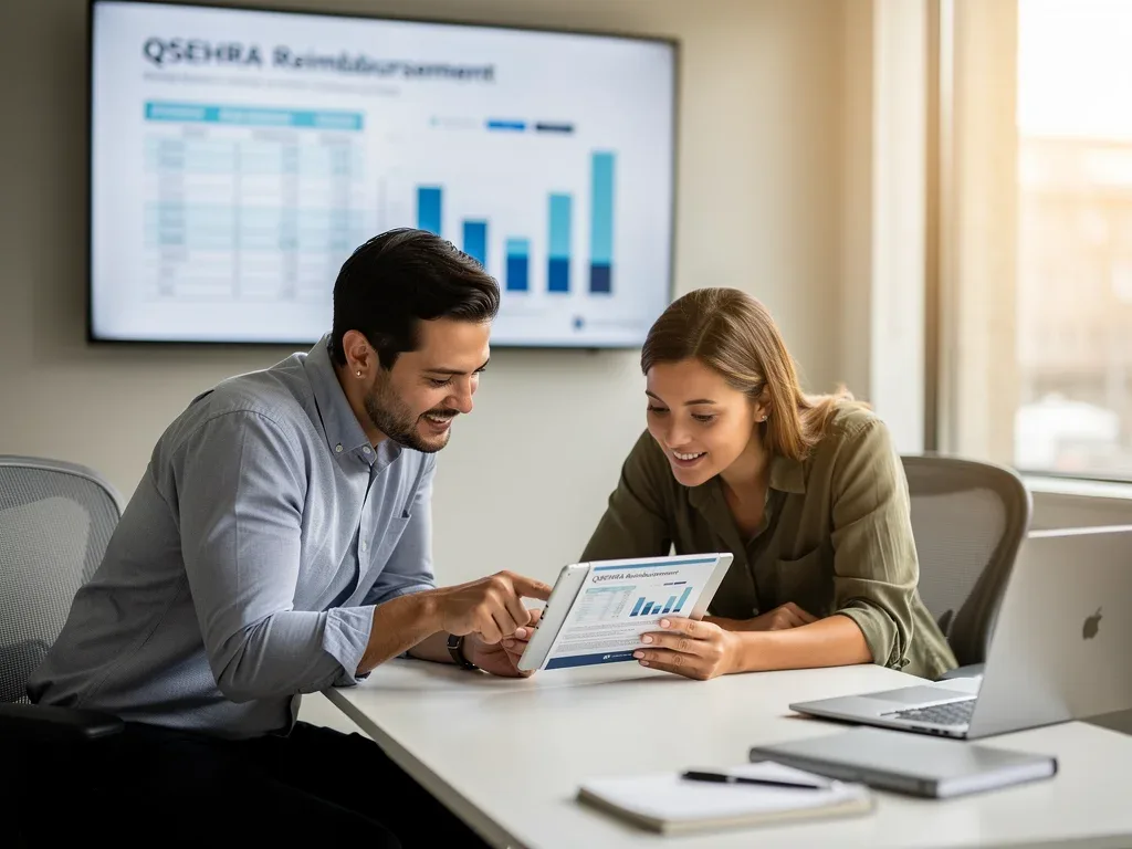 Small business owner and employee discussing QSEHRA benefits and reimbursement limits