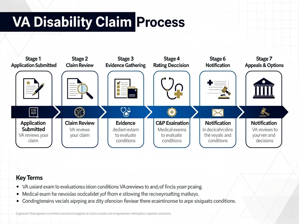 Infographic detailing the VA disability claim process steps