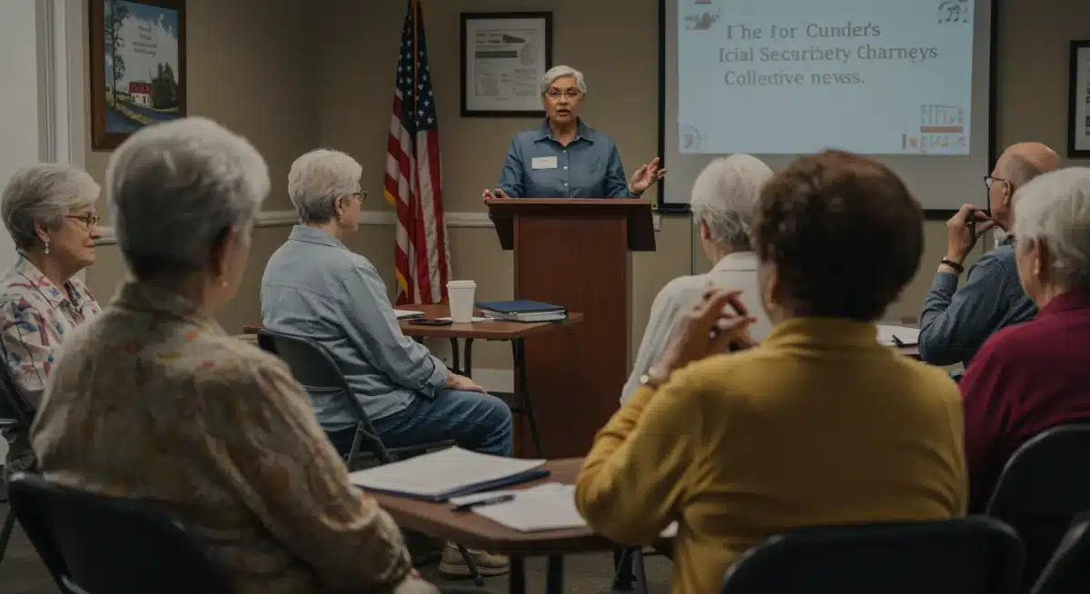 Group of retirees discussing future Social Security benefit changes