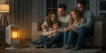 Family staying warm indoors during winter with energy assistance