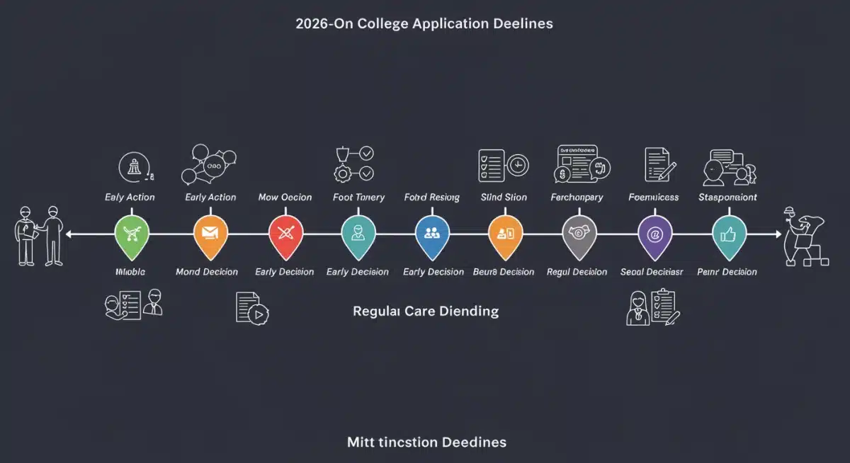 Visual timeline of 2026 US college application deadlines.
