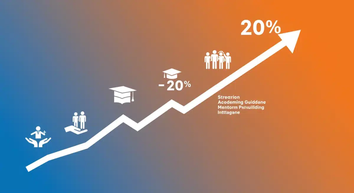 Infographic showing a 20% increase in graduation rates with supporting factors.