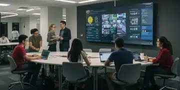 Students and professionals collaborating on digital learning platforms for micro-credential courses.