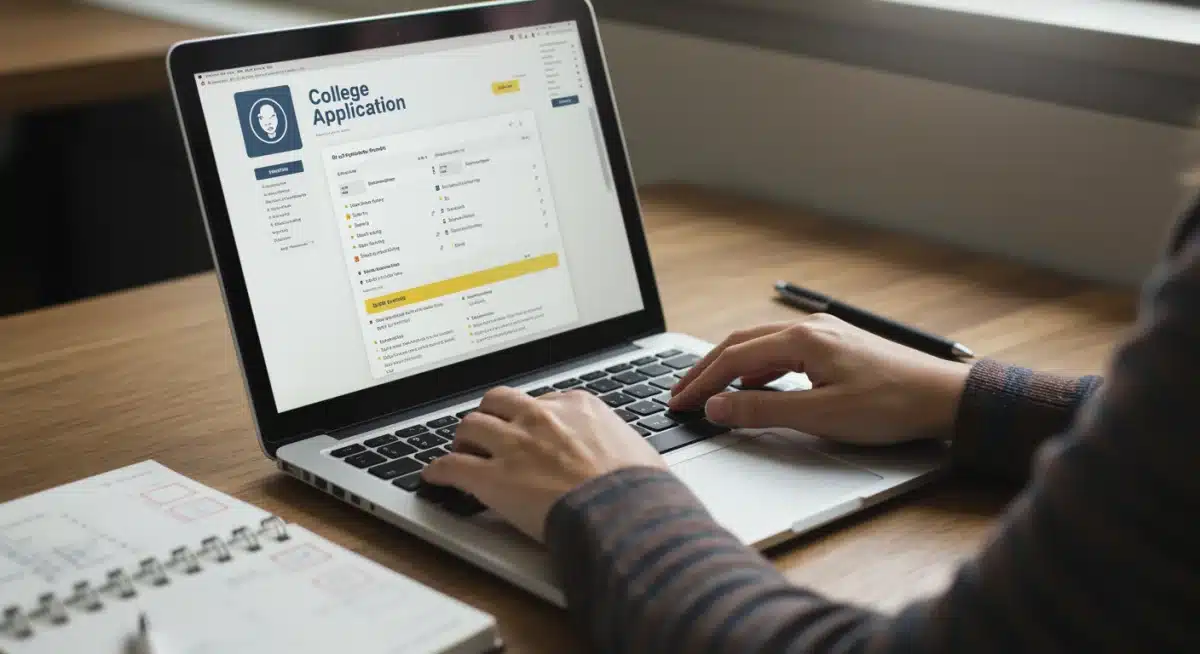 Student preparing 2026 college applications on a laptop.
