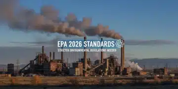 Industrial facility with smoke stacks under a clear sky, representing new EPA industrial emissions 2026 standards.