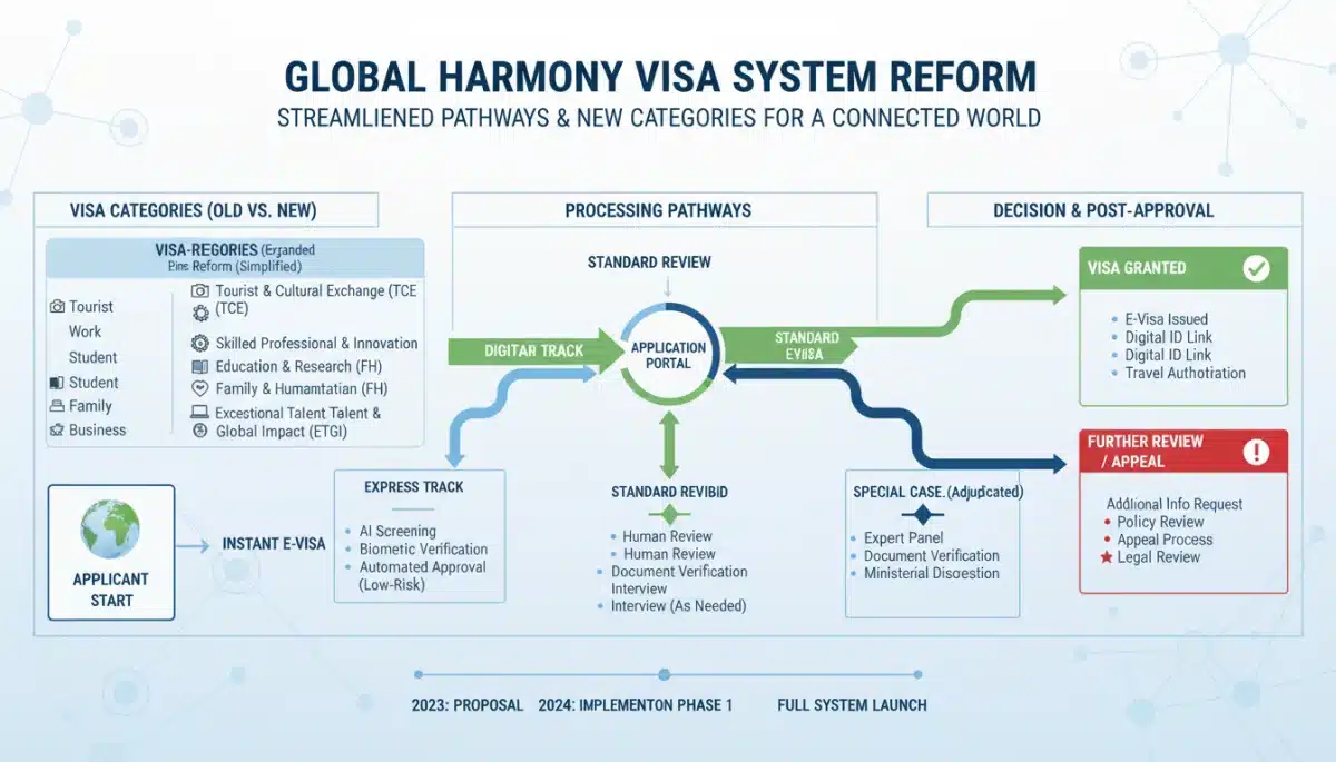 Infographic depicting new visa categories and streamlined processing paths.