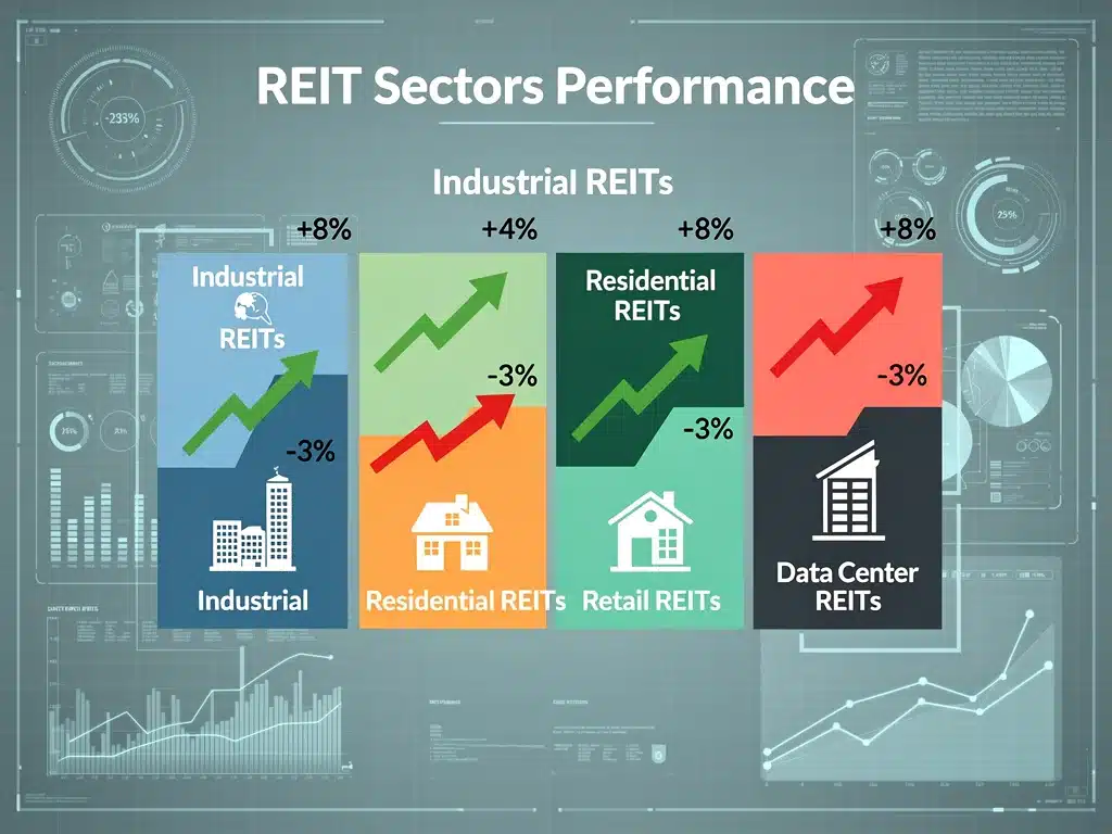 Infographic showing diverse REIT sectors and their performance trends for 2026.