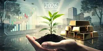 Investor hand nurturing a seedling surrounded by diversified financial assets for smart investments 2026